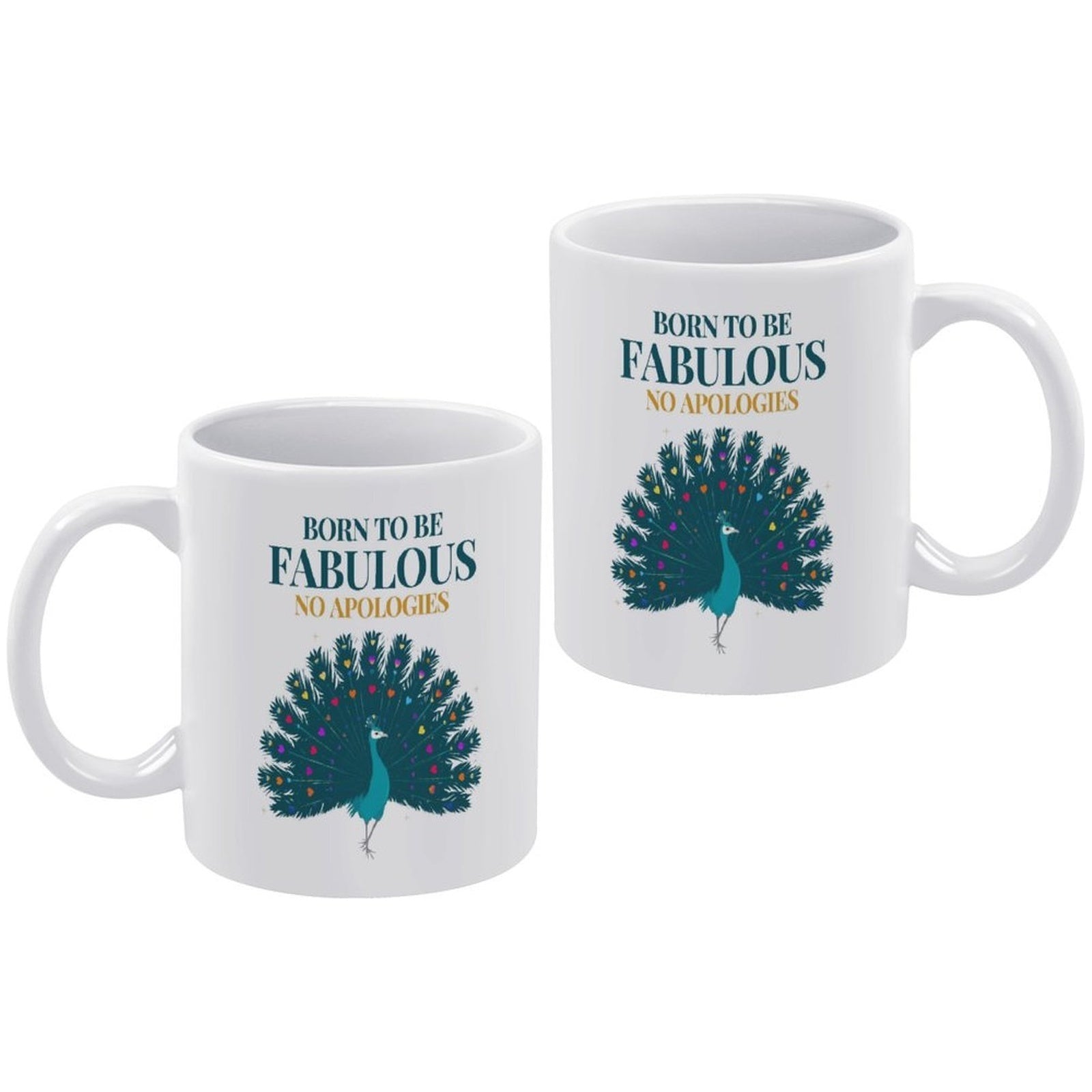 Born to Be Fabulous Peacock Mug – Unique Motivational Ceramic Coffee Cup