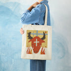 Crying Red Bull Canvas Tote Bag | Mystical Art Shoulder Bag
