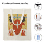 Crying Red Bull Canvas Tote Bag | Mystical Art Shoulder Bag