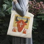 Crying Red Bull Canvas Tote Bag | Mystical Art Shoulder Bag