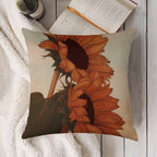 Rustic Golden Sunflowers Faux-Linen Throw Pillow Cover