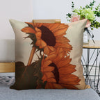 Rustic Golden Sunflowers Faux-Linen Throw Pillow Cover