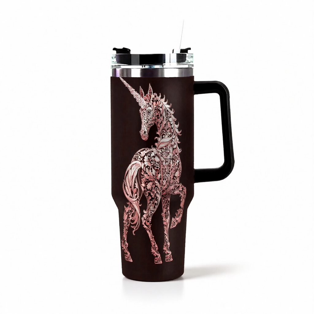 Rose Filigree Unicorn 40oz Tumbler