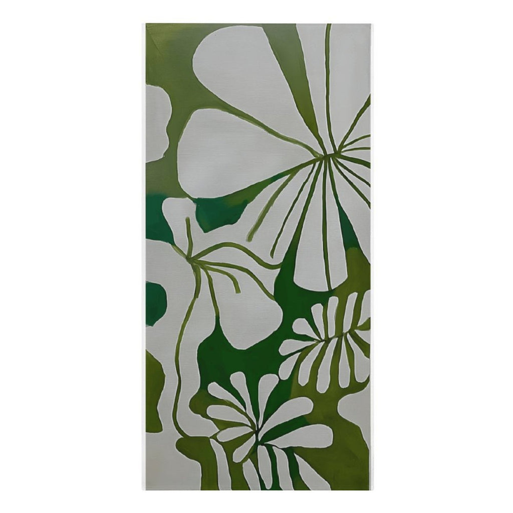 Abstract Foliage Green & White Premium Beach Towel