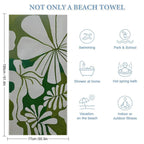 Abstract Foliage Green & White Premium Beach Towel