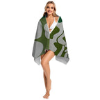 Abstract Foliage Green & White Premium Beach Towel