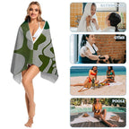 Abstract Foliage Green & White Premium Beach Towel