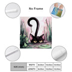 Curious Black Cat Pond Gallery Canvas Print (Square 1:1)