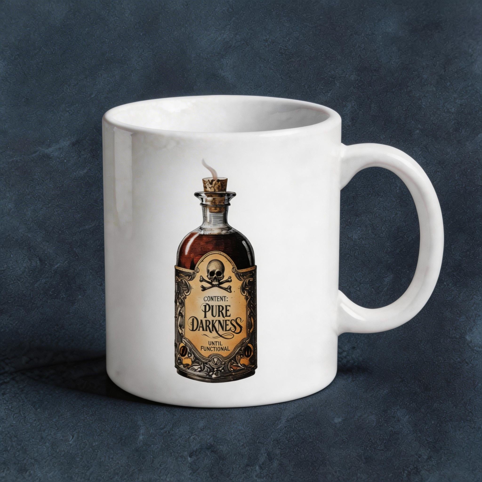 Pure Darkness Coffee Mug - Funny Poison Bottle Design