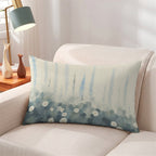 Abstract Coastal Garden Waterproof Faux-Linen Lumbar Pillow Cover