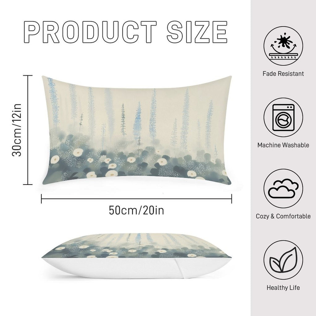 Abstract Coastal Garden Waterproof Faux-Linen Lumbar Pillow Cover