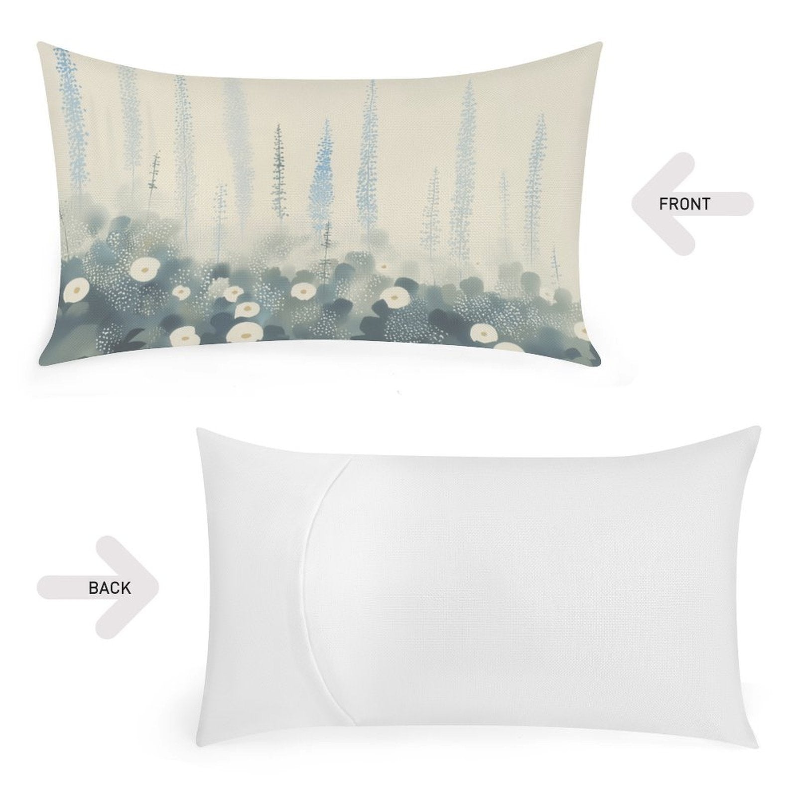 Abstract Coastal Garden Waterproof Faux-Linen Lumbar Pillow Cover