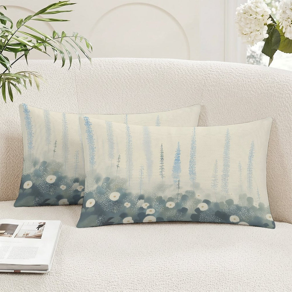 Abstract Coastal Garden Waterproof Faux-Linen Lumbar Pillow Cover