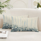 Abstract Coastal Garden Waterproof Faux-Linen Lumbar Pillow Cover
