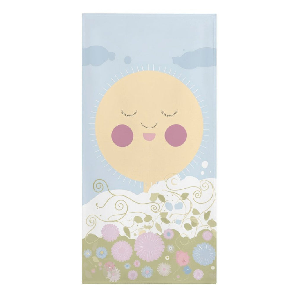 Smiling Sun and Pastel Florals Quick-Dry Beach Towel