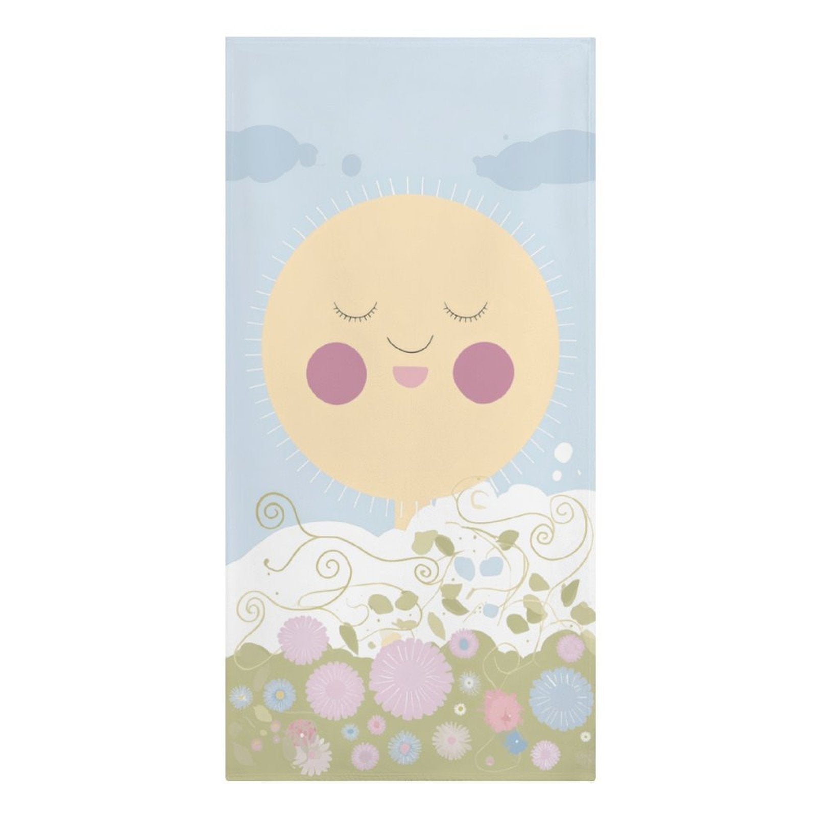Smiling Sun and Pastel Florals Quick-Dry Beach Towel