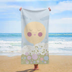 Smiling Sun and Pastel Florals Quick-Dry Beach Towel