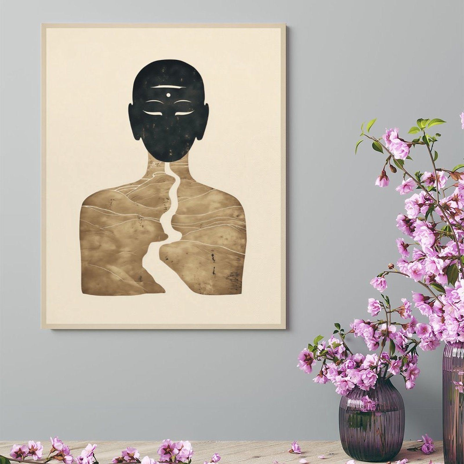 Zen Flow Framed Art Print - Abstract Landscape Silhouette