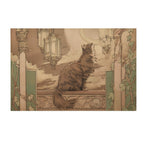 Art Nouveau Midnight Feline Non-Slip Flannel Mat