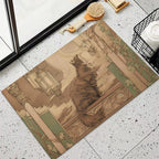 Art Nouveau Midnight Feline Non-Slip Flannel Mat