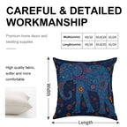 Bohemian Radiant Blue Elephant Faux-Linen Throw Pillow Cover