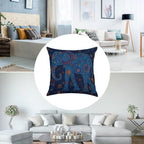 Bohemian Radiant Blue Elephant Faux-Linen Throw Pillow Cover