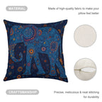 Bohemian Radiant Blue Elephant Faux-Linen Throw Pillow Cover