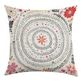 Bohemian Mandala Floral Faux-Linen Throw Pillow Cover