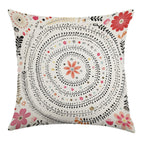 Bohemian Mandala Floral Faux-Linen Throw Pillow Cover