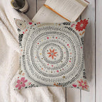 Bohemian Mandala Floral Faux-Linen Throw Pillow Cover