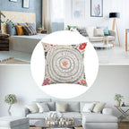 Bohemian Mandala Floral Faux-Linen Throw Pillow Cover