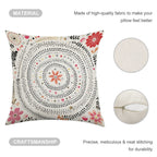 Bohemian Mandala Floral Faux-Linen Throw Pillow Cover