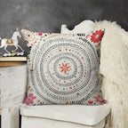 Bohemian Mandala Floral Faux-Linen Throw Pillow Cover