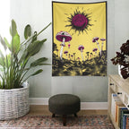 Trippy Eye of the Sun Mushroom Scene Wall Tapestry (Portrait)