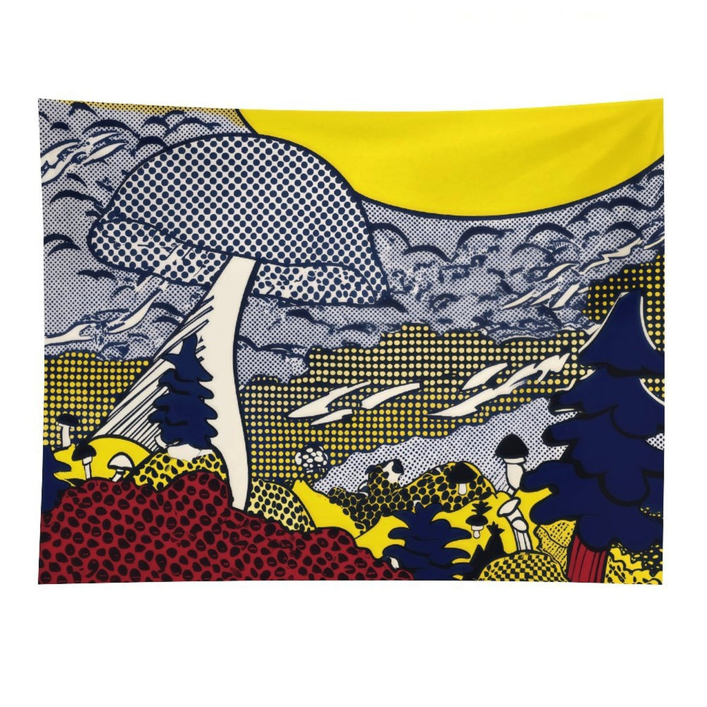 Retro Pop Art Mushroom Landscape Wall Tapestry
