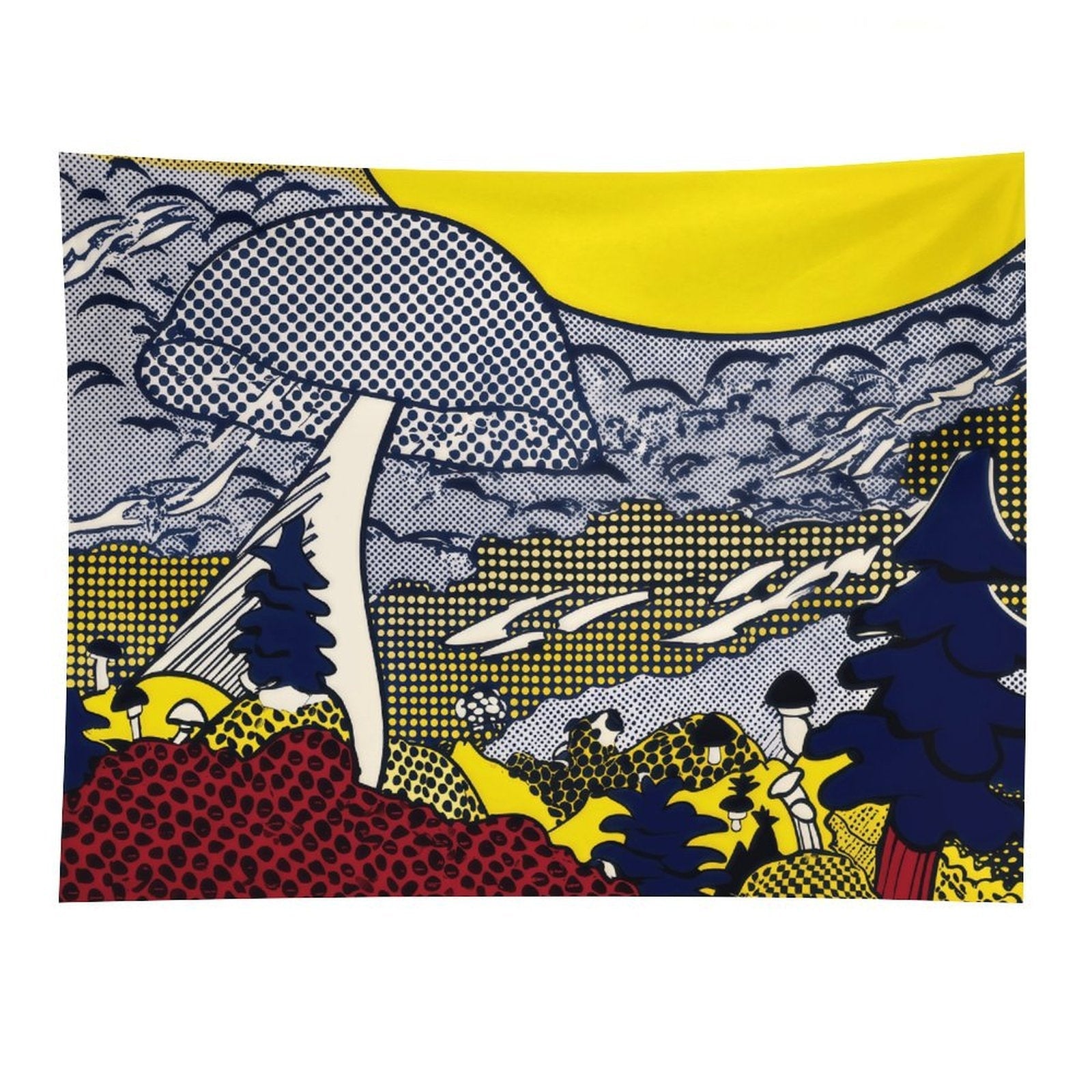 Retro Pop Art Mushroom Landscape Wall Tapestry