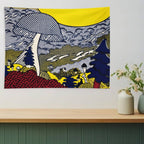 Retro Pop Art Mushroom Landscape Wall Tapestry