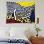 Retro Pop Art Mushroom Landscape Wall Tapestry