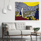 Retro Pop Art Mushroom Landscape Wall Tapestry