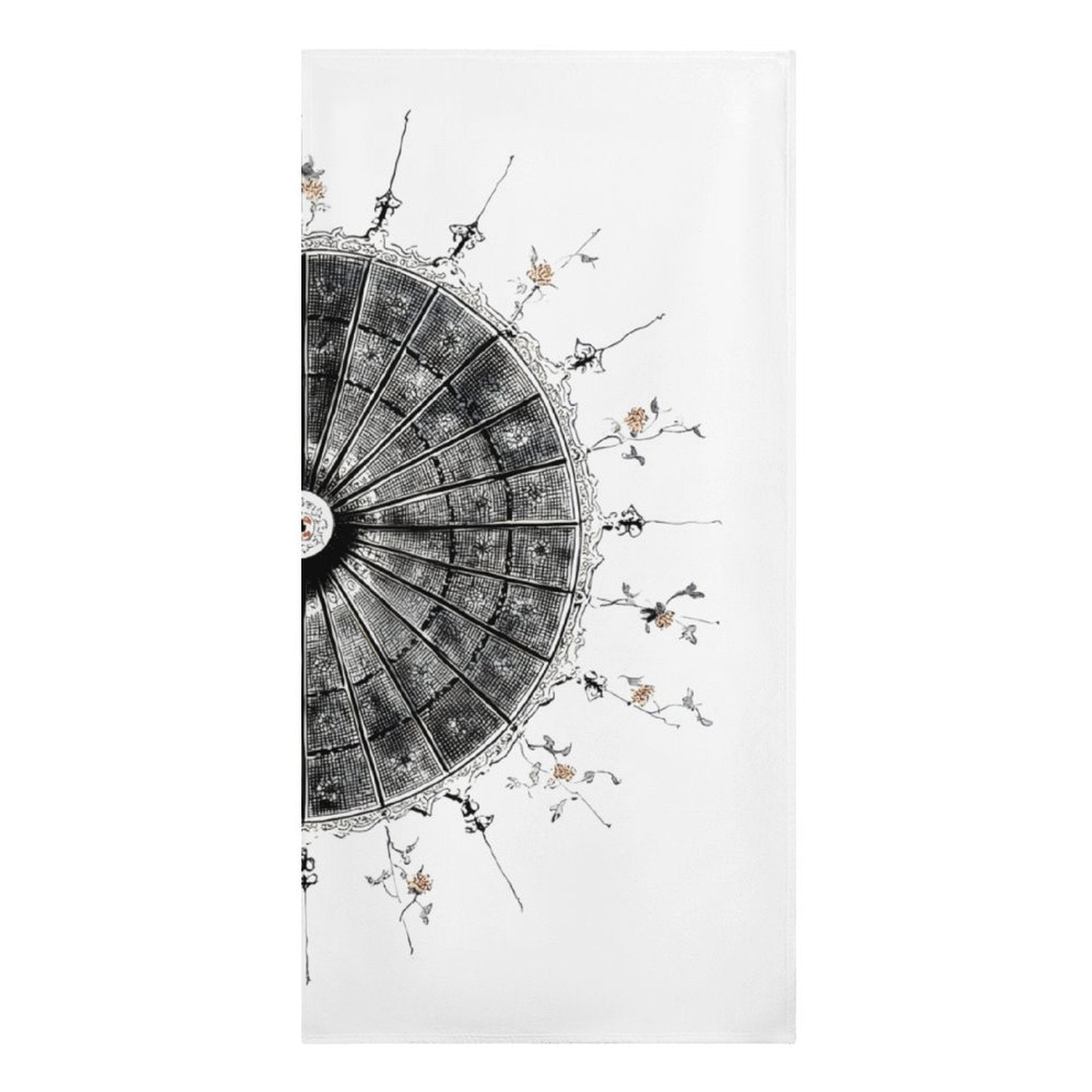 Vintage Architectural Fan Sketch Microfiber Beach Towel