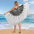 Vintage Architectural Fan Sketch Microfiber Beach Towel