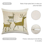 Artistic Woodland Reindeer Faux-Linen Throw Pillow Cover