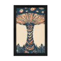 Surreal Mushroom Cloud Flat-Frame Wall Art - Black Portrait