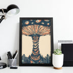 Surreal Mushroom Cloud Flat-Frame Wall Art - Black Portrait
