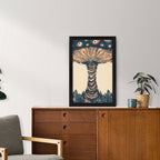 Surreal Mushroom Cloud Flat-Frame Wall Art - Black Portrait
