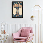 Surreal Mushroom Cloud Flat-Frame Wall Art - Black Portrait