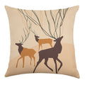 Abstract Forest Deer Faux-Linen Throw Pillow Cover