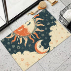 Celestial Sun and Moon Vintage Non-Slip Flannel Mat
