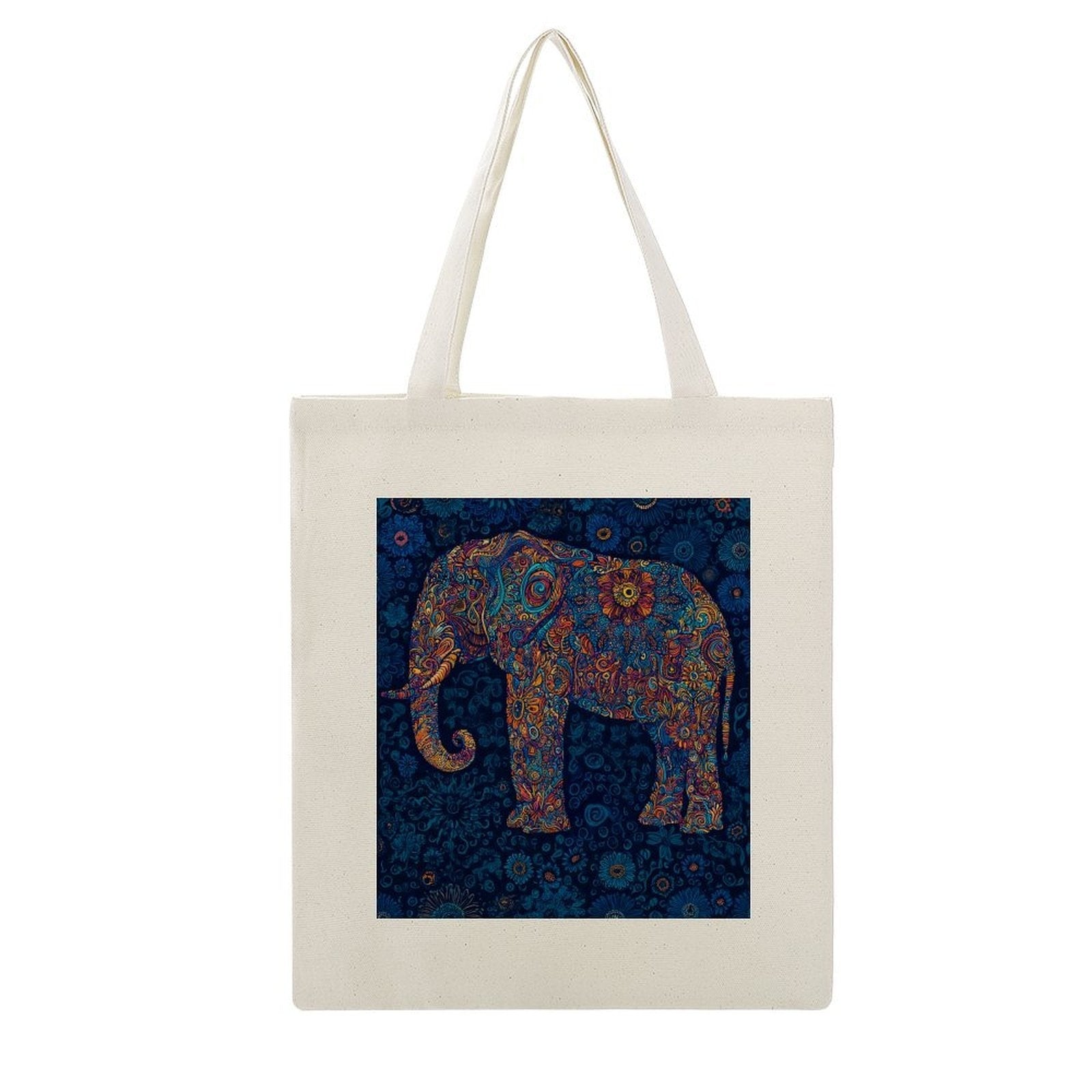 Artistic Mandala Elephant Canvas Tote Bag - Boho Spirit Series