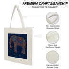 Artistic Mandala Elephant Canvas Tote Bag - Boho Spirit Series